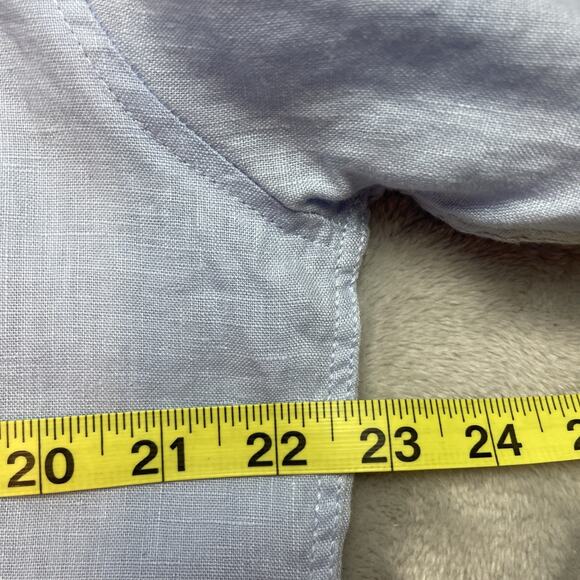 Pronto Uomo 100% Linen Shirt Mens M Blue Modern Fit Short Sleeve Button Up - Picture 5 of 6